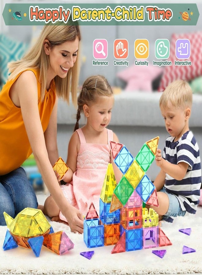 DIMAZO 100 Pieces Magnetic Tiles Magnet for Girls Boys Sensory Magnetic Blocks Building Toys for Kids Preschool Learning Montessori Toy for 3 Year Old Toddler Age 3 to 8 (Multi 100 Magnetic Tiles) - Image 5